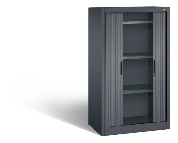 C+P dressoir met rolluik Omnispace, H1345xB800xD420mm, kleur: zwart-grijs, verzonken greep, 3 niveaus, 3221-00 S10035