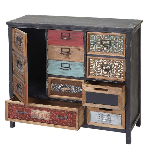 Mendler apothekerskast HWC-A43, ladekast, massief dennenhout vintage shabby look 84x90x32cm, 57069