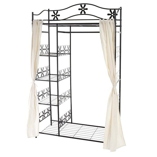 Mendler Geneva metalen kapstok, kapstok garderobe metalen plank 172x100x43cm, met gordijn, 40008