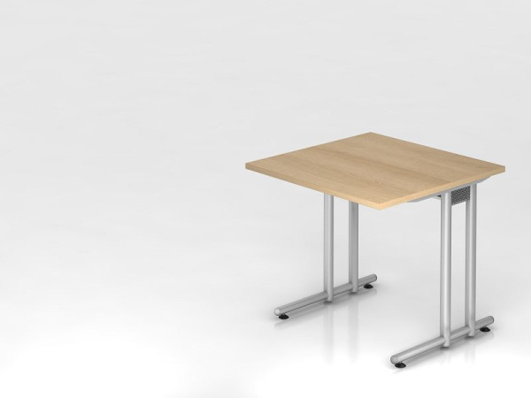 Hammerbacher bureau C-poot 80x80cm eiken/zilver, werkhoogte 72 cm, VNS08/E/S