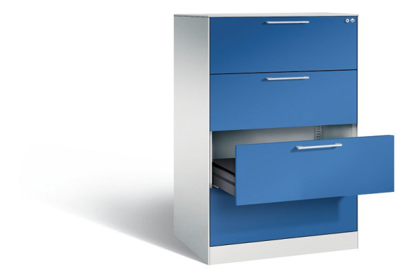 C+P archiefkast Asisto, H1310xB800xD600mm, kleur: lichtgrijs / gentiaanblauw, beugelgreep, 146223-422 S10034