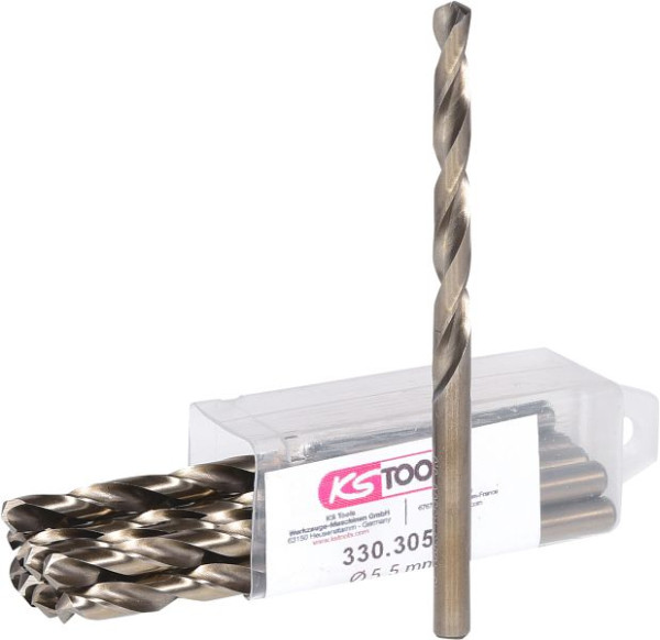 KS Tools HSS-G Co 5 spiraalboor, 5,5 mm, 10 stuks, 330.3055