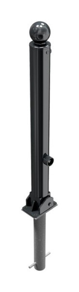 Schake slagboomstijl paal serie 484B Ø 82 mm, opklapbaar, zelfvergrendelend slot voor inbetonzetting, driehoekslot, 484FUHB