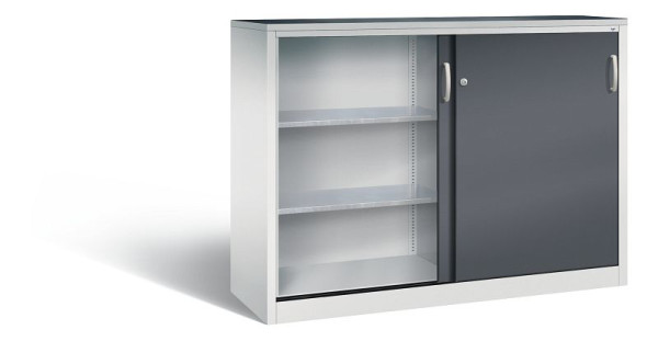 C+P schuifdeurkast Acurado, H1200xB1600xD500mm, kleur: lichtgrijs/zwartgrijs, beugelgreep, 2157-09 S10035