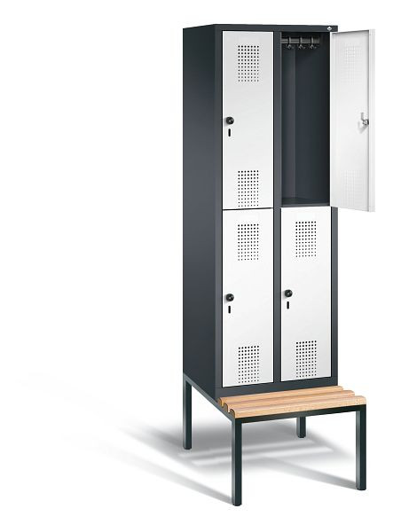 C+P locker, dubbellaags Evolo, H2090xB610xD815mm, kleur: zwartgrijs / verkeerswit, 48350-20 S10218