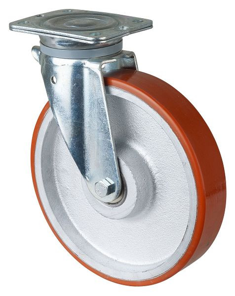 BS Rollen Zwaarlastwiel, wielbreedte 50 mm, wiel-Ø 250 mm, draagvermogen 600 kg, gegoten polyurethaan 95 Shore A, gegoten wiellichaam, kogellager, N100.C10.251