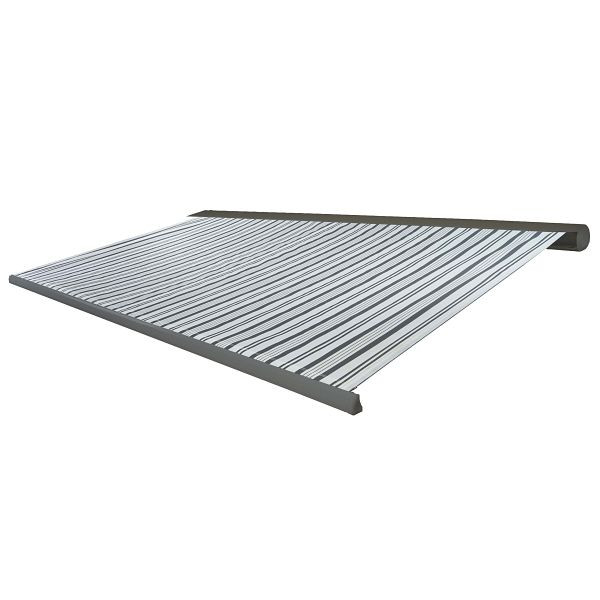 Mendler elektrische cassetteluifel T122, luifel volle cassette 4x3m, polyester grijs/wit, frame grijs, 58242+34295+58309