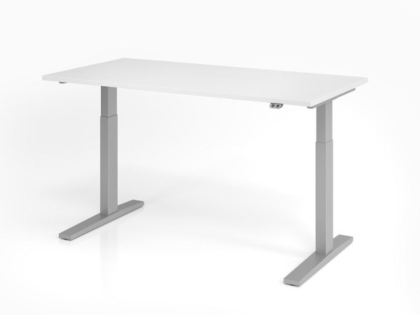 Hammerbacher bureau XMKA16, 160 x 80 cm, blad: wit, 25 mm dik, ABS dikke rand, rechthoekige vorm, VXMKA16/W/S