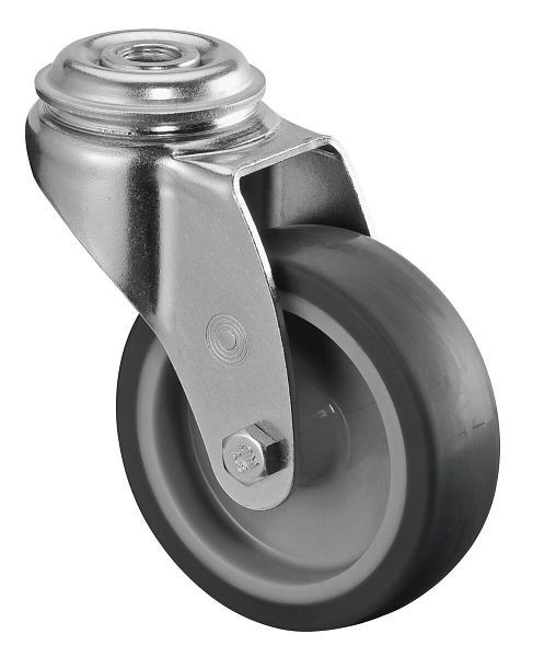 BS rollen apparatenrol, wielbreedte 25 mm, wiel-Ø 75 mm, draagvermogen 60 kg, grijs rubberen loopvlak, glijlager, VE 8 stuks, A301.A80.075