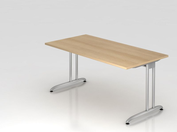 Hammerbacher bureau C-poot 160x80cm eiken, horizontale kabelgoot, werkhoogte 72 cm, VBS16/E/S