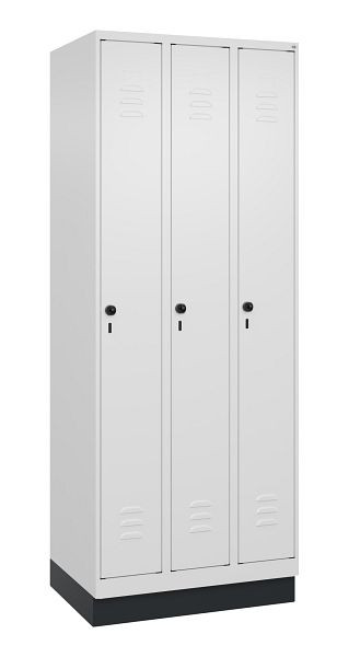 C+P Umkleidespind Classic PLUS, Sockel, 3 Abteile, 1950x750x500mm, 9016/9016, Drehriegel, 080020-39 S10014