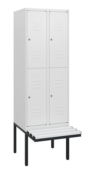 C+P dubbeldekskast Classic PLUS, 2 compartimenten, 1950x600x815mm, 9016/9016, cilindersloten, zwevende zitting, 0803405-20 S10089