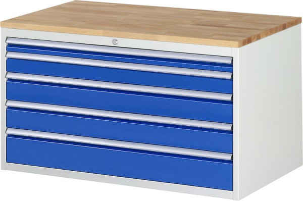 RAU ladekast serie 7000, B1145xD650xH645mm, laden: 1xH60, 1xH90, 2xH120, 1xH150mm, massief beukenhouten blad, 03-XXL3.11A-B.11