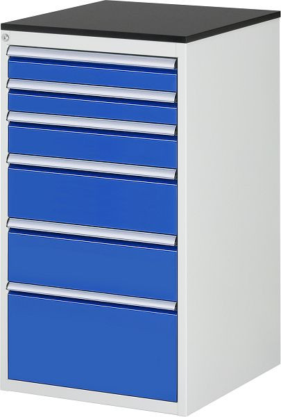 RAU ladekast serie 7000, B580 x D650 x H1030 mm, werkblad met melamineharscoating, laden: 4xH90, 1xH120, 3xH150 mm, 13-L7.7A-M.11