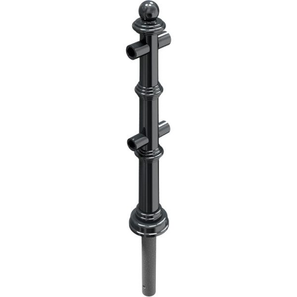Stone HGS stijl beschermrailing, middenstijl voor boven- en knierail, conisch Ø 60-160mm, bovengrondse hoogte 900mm, voor inzetting in beton met grondanker, antracietgrijs (ijzermica), 495.12b