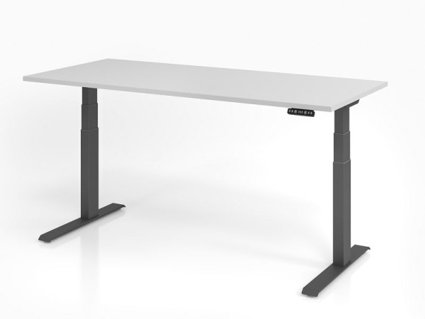 Hammerbacher bureau XDKB19, 180 x 80 cm, blad: grijs, 25 mm dik, ABS dikke rand, rechthoekige vorm, grafiet, VXDKB19/5/G