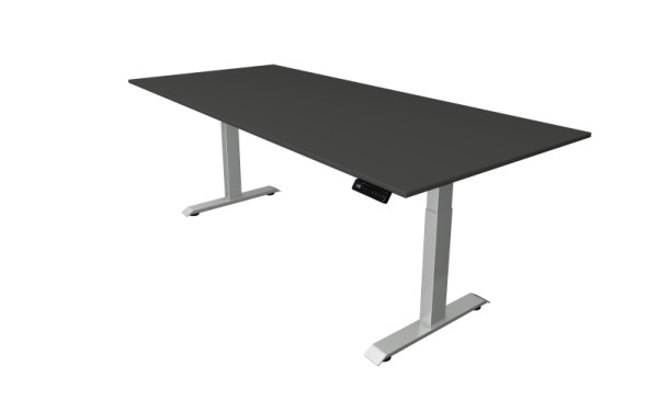 Kerkmann Move 4 zit-/statafel, B 2250 x D 1000 mm, onderstel zilver, elektrisch in hoogte verstelbaar van 640-1290 mm, esdoorn, 10041113