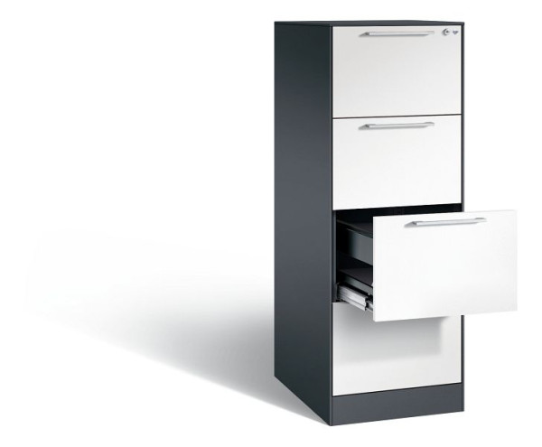 C+P hangarchiefkast Asisto, H1310xB440xD600mm, kleur: zwartgrijs/verkeerswit, beugelgreep, 146 225-411 S10193