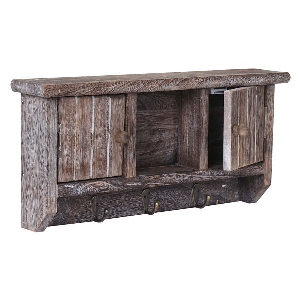 Mendler HWC-A48 toetsenbord, sleutelkastje toetsenbord met deuren, massief hout, shabby bruin, 50465