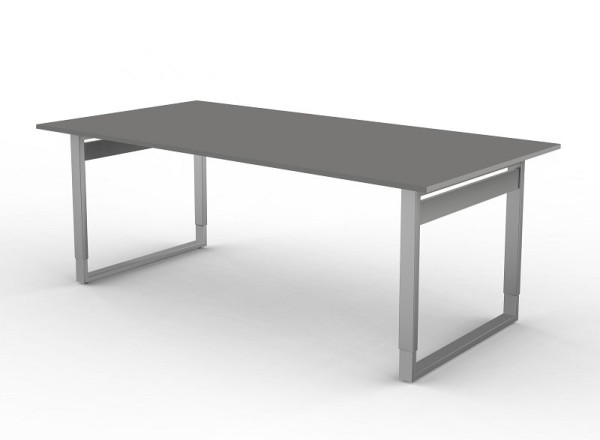 Kerkmann bureau extra groot / vergadertafel met ijzeren frame, vorm 5, B 2000 x D 1000 x H 680-820 mm, grafiet, 11405712
