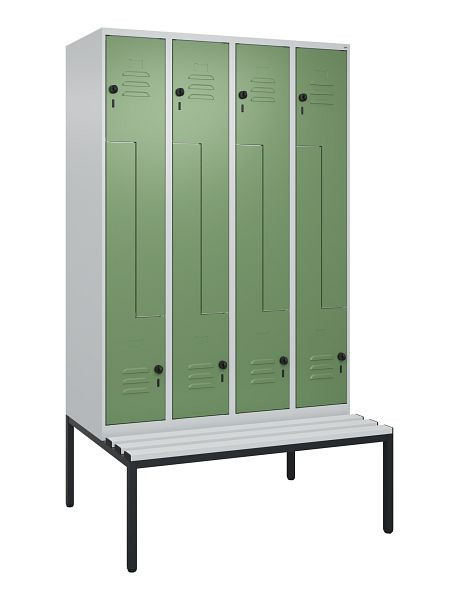 C+P Z-Spind Classic PLUS, met onderbank, 8 vakken, 2120x1200x815mm, 7035/6011, draaigrendel, 0800537-408 S10036