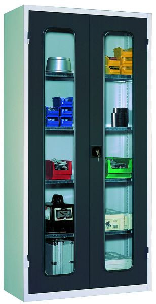 KLW opbergkast, 1950 x 950 x 430 mm, deuren met acrylglas ruiten, 7FN-LF1950FD-0194XRB
