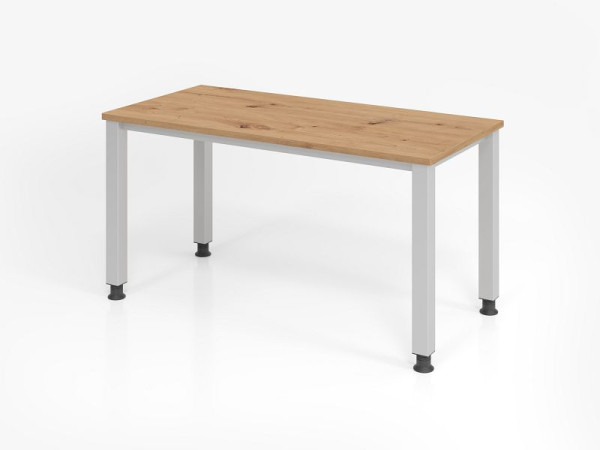 Hammerbacher bureau QS614, 140 x 67 cm, blad: knoestig eiken, 25 mm dik, 2 mm ABS rand, rechthoekige vorm, VQS614/R/S