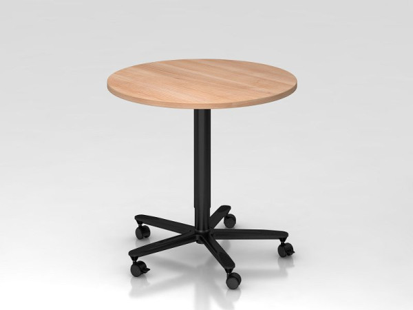 Hammerbacher kolomheftafel 80cm rond walnoot/zwart, zwart frame, VST08/N/D