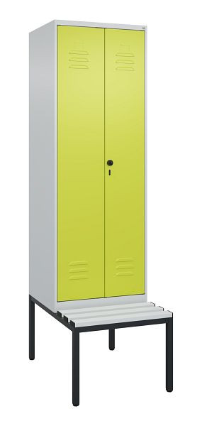 C+P luierkastje Classic PLUS SW, 2 vakken, 2120x600x815mm, 7035/0024, draaibare sluiting, met bank eronder, 0800527-20 S10040