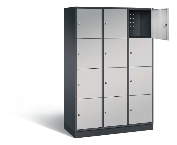 C+P XL lockerkast Intro, H1950xW1220xD490mm, kleur: zwart-grijs/wit aluminium, 8470-302 S10037