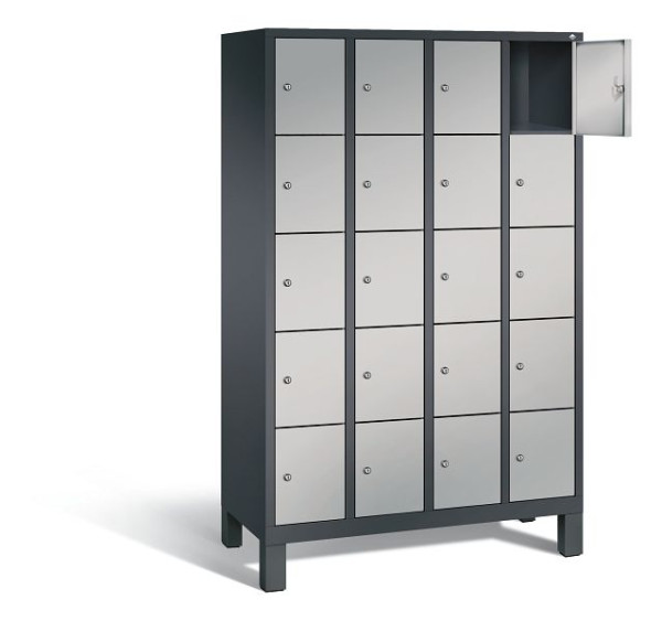 C+P lockerkast Evolo, H1850xW1190xD500mm, kleur: zwart-grijs/wit aluminium, 48010-405 S10109