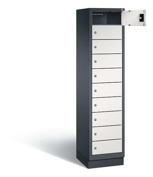 C+P lockerkast Evolo, H1850xW420xD500mm, kleur: zwartgrijs/lichtgrijs, 48020-1210 S10024