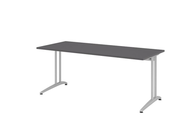 Hammerbacher bureau C-poot 180x80cm grafiet, horizontale kabelgoot, werkhoogte 72 cm, VBS19/G/S
