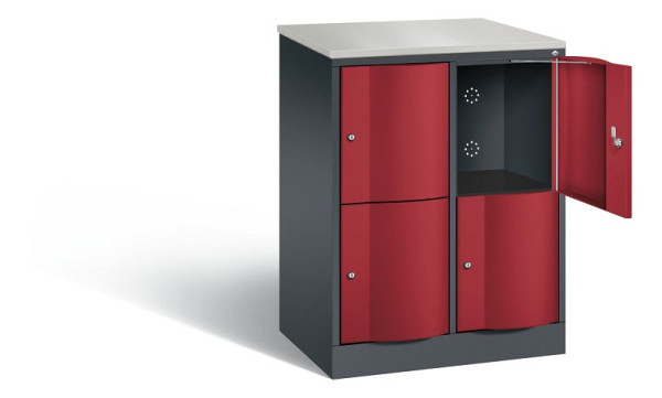 C+P lockerkast Resisto, H1077xW772xD540mm, kleur: zwartgrijs/robijnrood, 8472-272 S10069