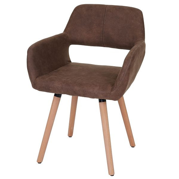Mendler HWC-A50 II set van 6 eetkamerstoelen, keukenstoel, retro jaren 50 design, textiel, vintage bruin, lichte poten, 6x59101