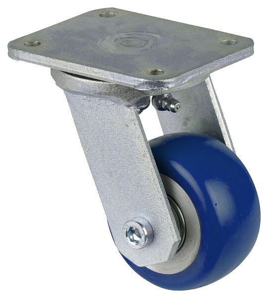 BS Rollen zwaarlastwiel zwenkwiel, polyurethaan wiel 83 Shore, aluminium velg, kogellager, plaat, diameter: 80 mm, RR100.B92.080