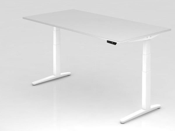 Hammerbacher elektrisch zit-sta bureau 200x100cm wit/wit, rechthoekige vorm, VXBHM2E/W/WW