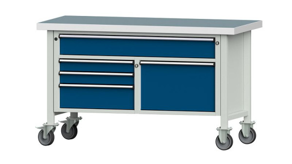 ANKE werkbanken Kast werkbank, model 256 V, 1500 x 700 x 900 mm, RAL 7035/5010, UBP 50 mm, verrijdbaar, 304.187