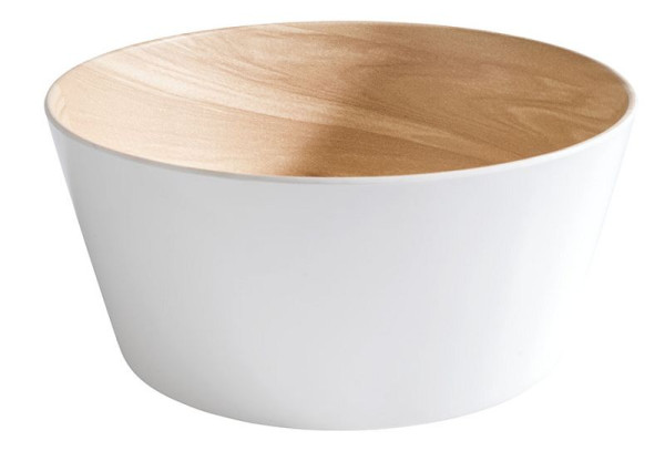 APS schaal -FRIDA-, Ø 22 cm, hoogte: 10,5 cm, melamine, binnenkant: houtlook, buitenkant: wit, 84611