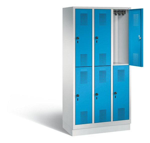 C+P locker dubbeldekker Evolo, H1800xB900xD500mm, kleur: lichtgrijs/lichtblauw, 48320-30 S10202
