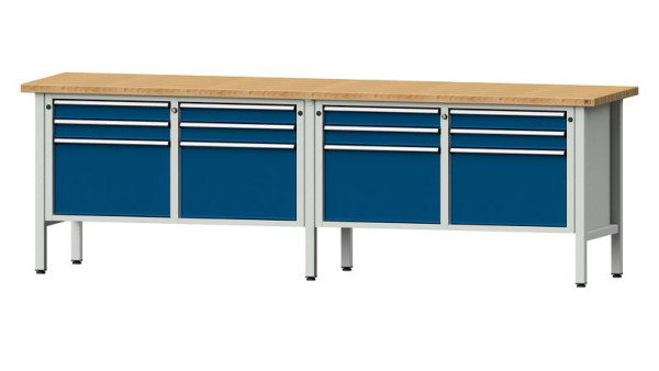 ANKE werkbanken kistwerkbank, model 233 V, 2800 x 700 x 890 mm, RAL 7035/5010, BMP 40 mm, 305.049