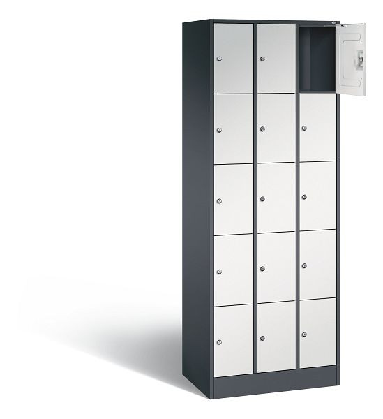C+P lockerkast serie 8070, H1950xB680xD480mm, kleur: zwartgrijs/lichtgrijs, 80700-30 S10106