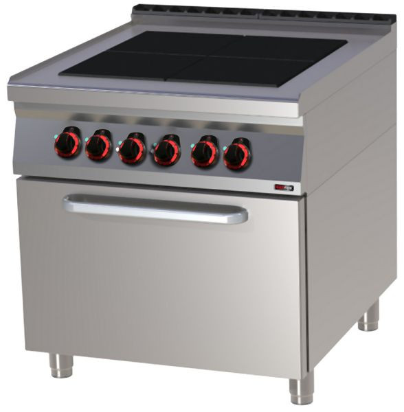 RM Thermik Series 900, elektrisch fornuis met massieve platen en oven, 800x900x900 mm, SPLT-90/8021E