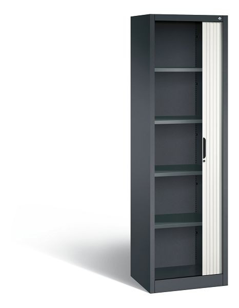C+P rolluikkast Omnispace, H1980xB600xD420mm, kleur: zwartgrijs / verkeerswit, verzonken greep, 5 niveaus, 3200-00L S10108