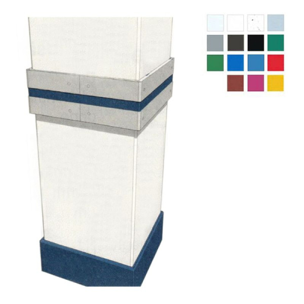 Stone HGS kolombeschermingsprofiel -Defender E20- voor rechthoekige kolommen met 90° hoeken 800x800 mm, hoogte 200 mm, verkeersrood, zonder boren (voedselveilig), 38035-0301