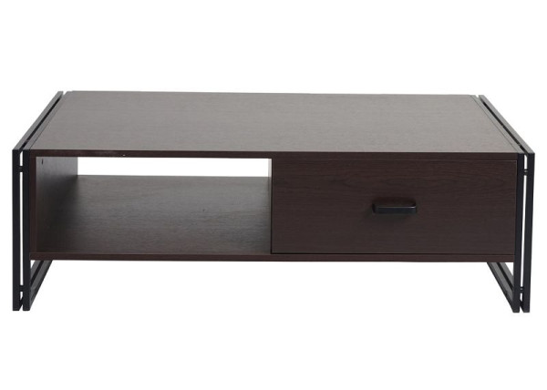 Mendler salontafel HWC-A27, bijzettafel salontafel, 41x120x60cm 3D structuur, metaal MDF, donkerbruin, 75023+75024