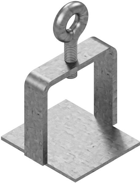 Schake bordklem, verzinkt, zonder ogen/haken, voor 60 x 60 mm / Ø 60 mm schachtbuis, 31316