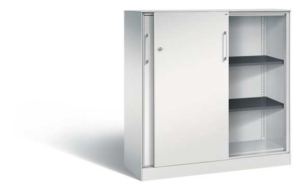 C+P schuifdeurkast Asisto, H1310xB1200xD435mm, kleur: lichtgrijs, beugelgreep, 3 niveaus, 142031-000 S10140