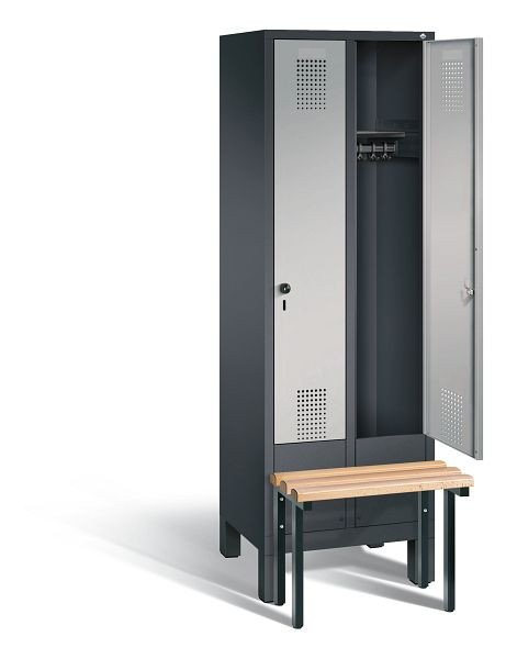 C+P Evolo garderobe, H1850xW610xD815mm, kleur: zwart-grijs/wit aluminium, 48030-20 S10057