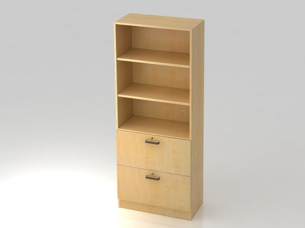 Hammerbacher kast 5OH, 2HR, onderplaat gestreepte greep esdoorn/esdoorn, 80x42x200,4 cm (BxDxH), V7300/3/3/SG